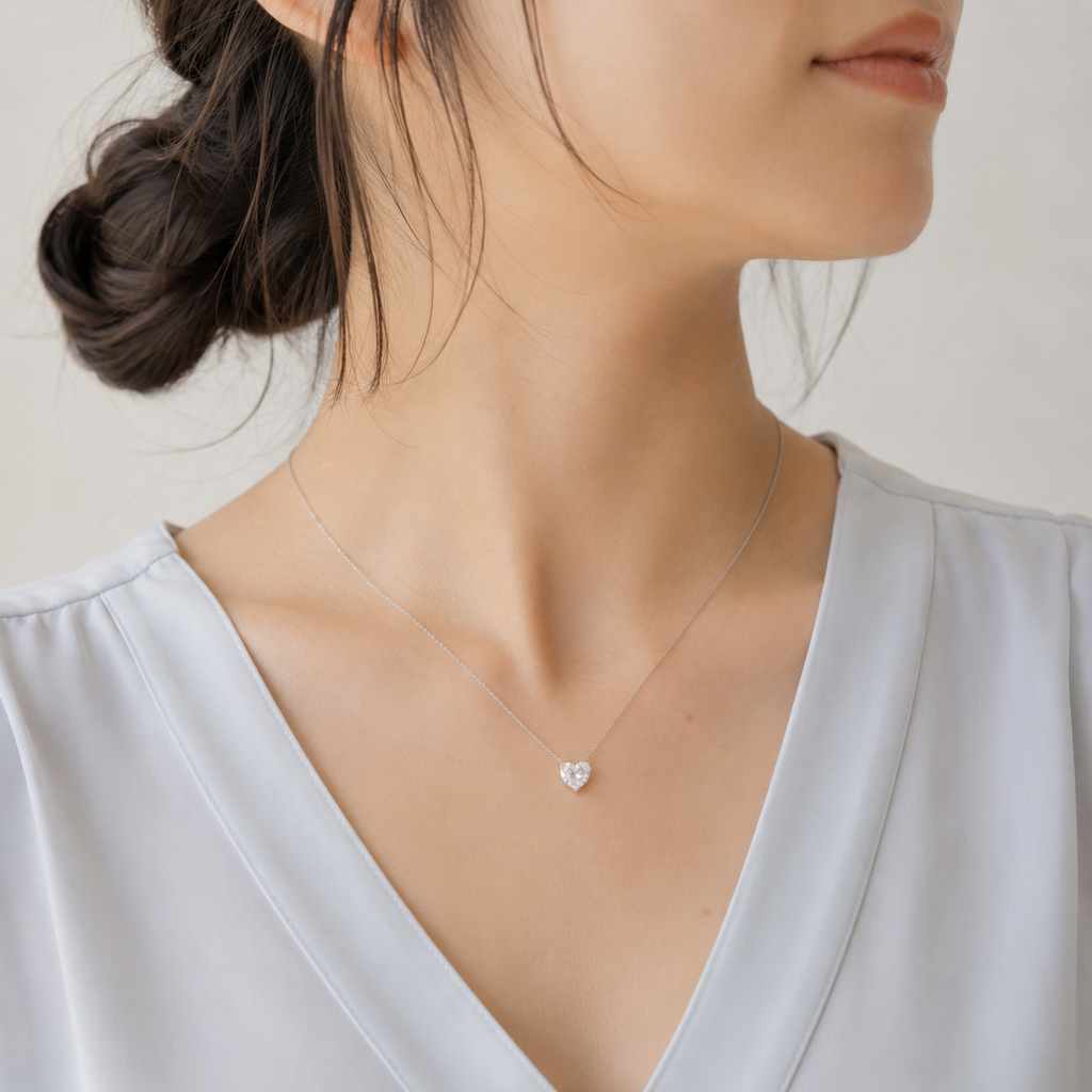 Heart Solitaire Diamond Pendant Top | K14/K18 , 1.0ct～2.0ct