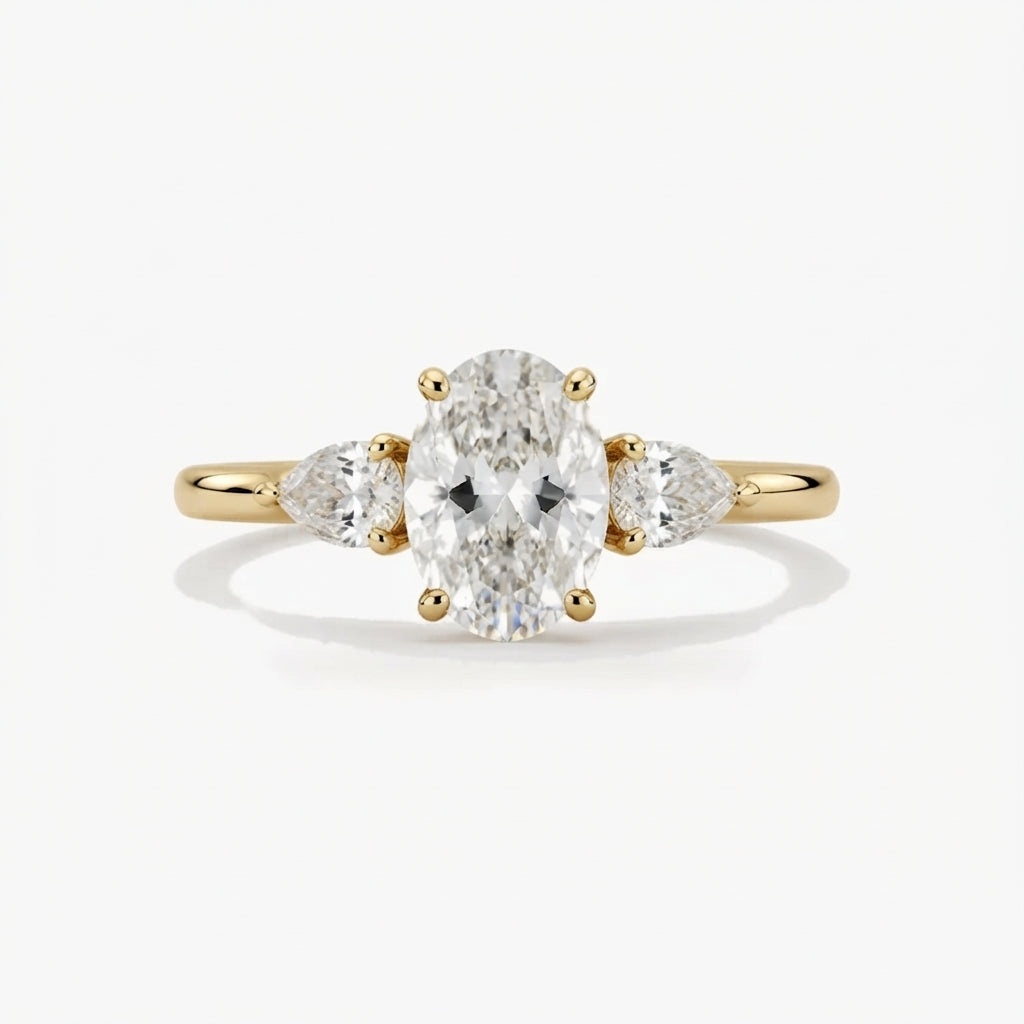 オーバル サイドストーン ラボグロウンダイヤモンドリング 1ct〜（2）