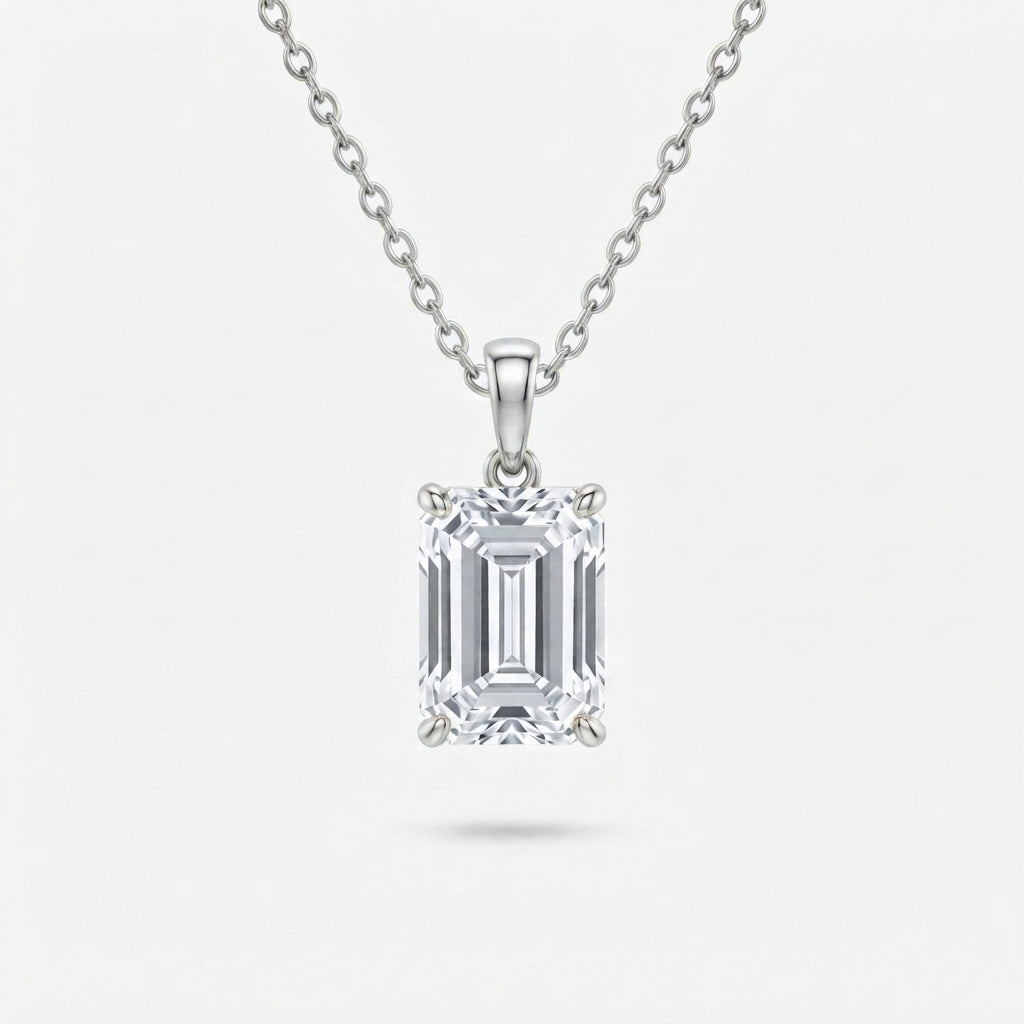 エメラルドカット ソリティア ラボグロウンダイヤモンドペンダント 1ct〜（2）