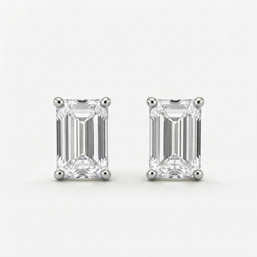 エメラルドカット スタッド ラボグロウンダイヤモンドピアス 1ct×2〜（2）