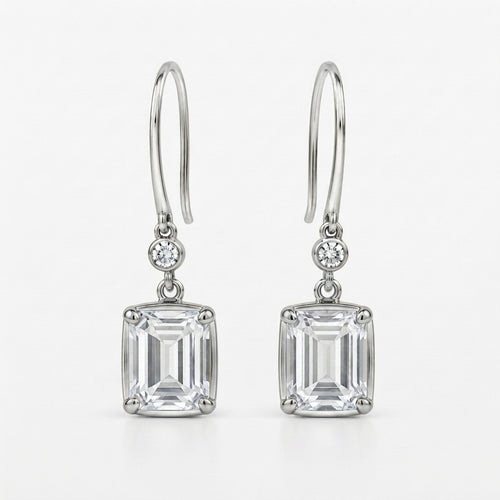 エメラルドカット ドロップ ラボグロウンダイヤモンドピアス 1ct×2〜（2）