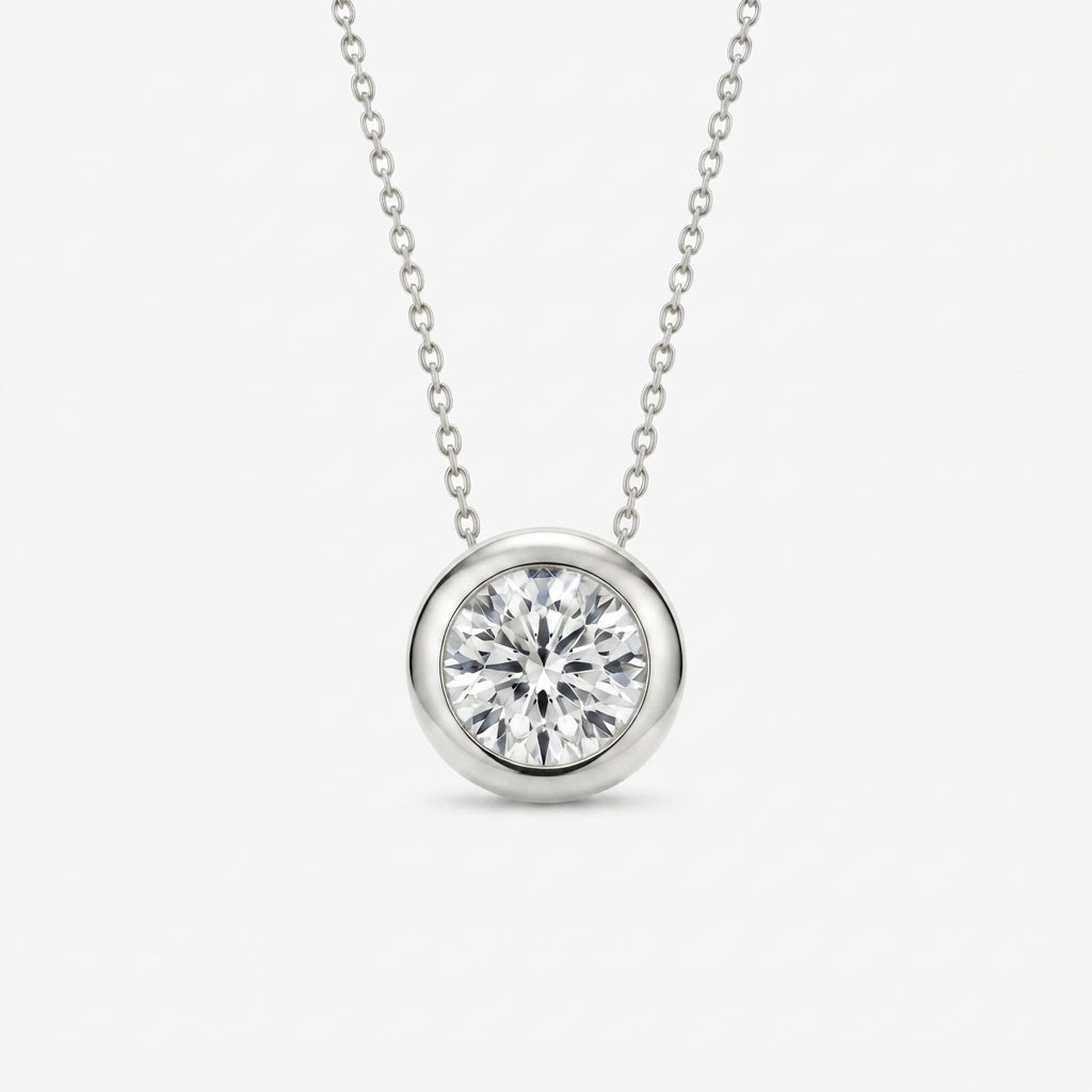 ラウンド 覆輪スルー ラボグロウンダイヤモンドペンダント 0.5ct〜（2）