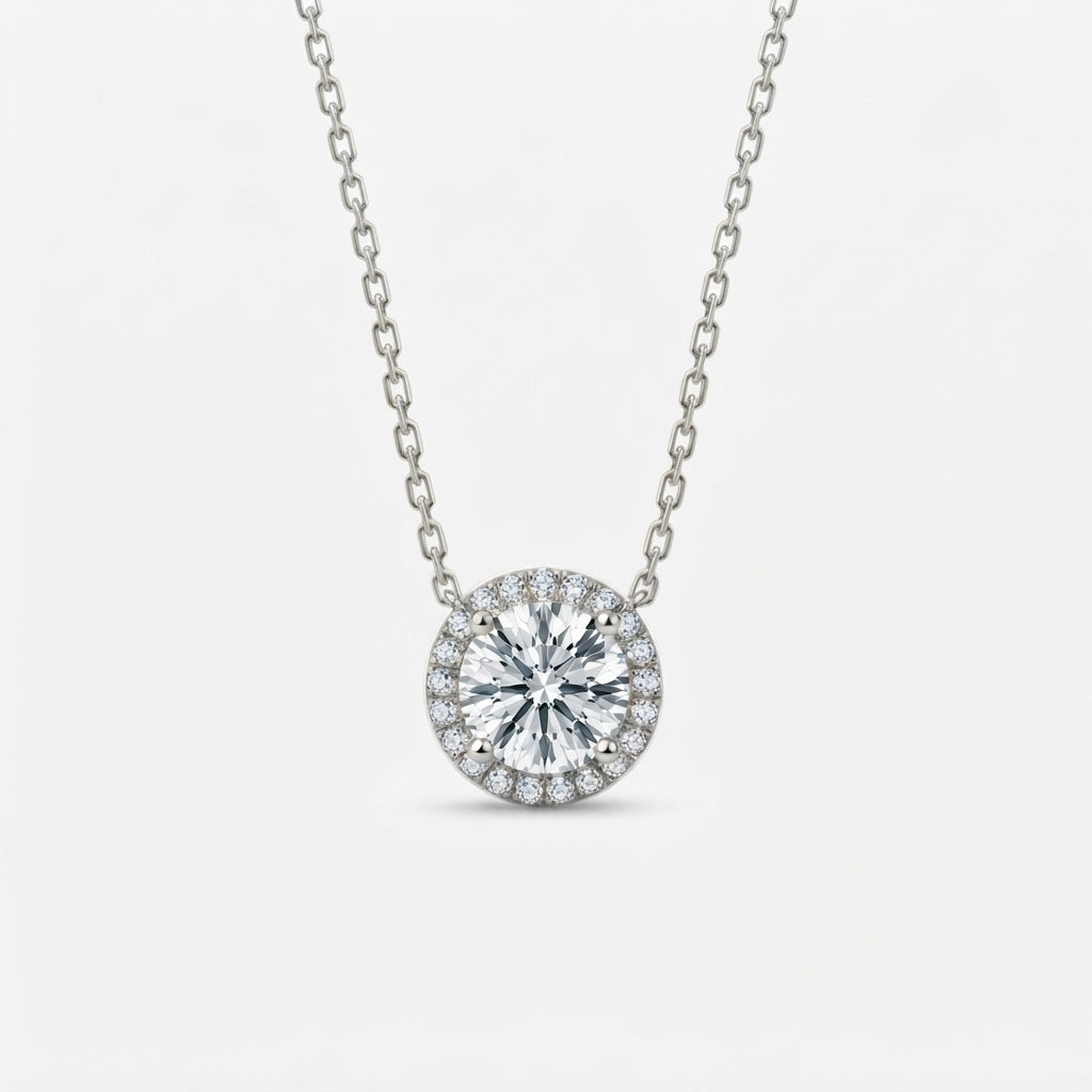 ラウンド ヘイロー ラボグロウンダイヤモンドペンダント 1ct（1）