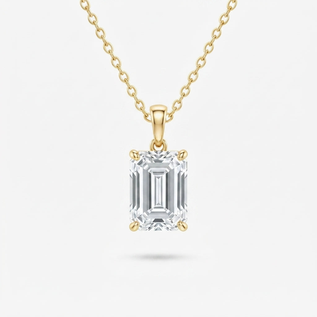 エメラルドカット ソリティア ラボグロウンダイヤモンドペンダント 1ct〜（1）