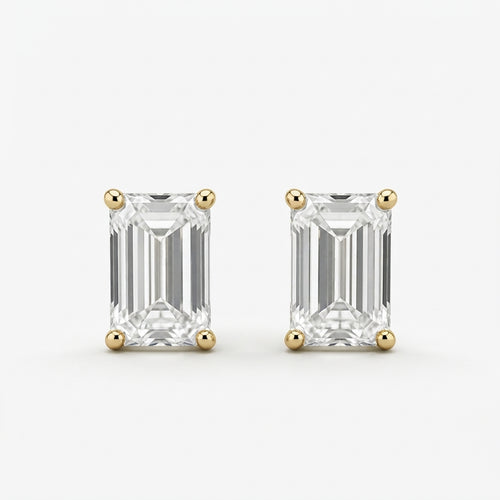 エメラルドカット スタッド ラボグロウンダイヤモンドピアス 1ct×2〜（1）
