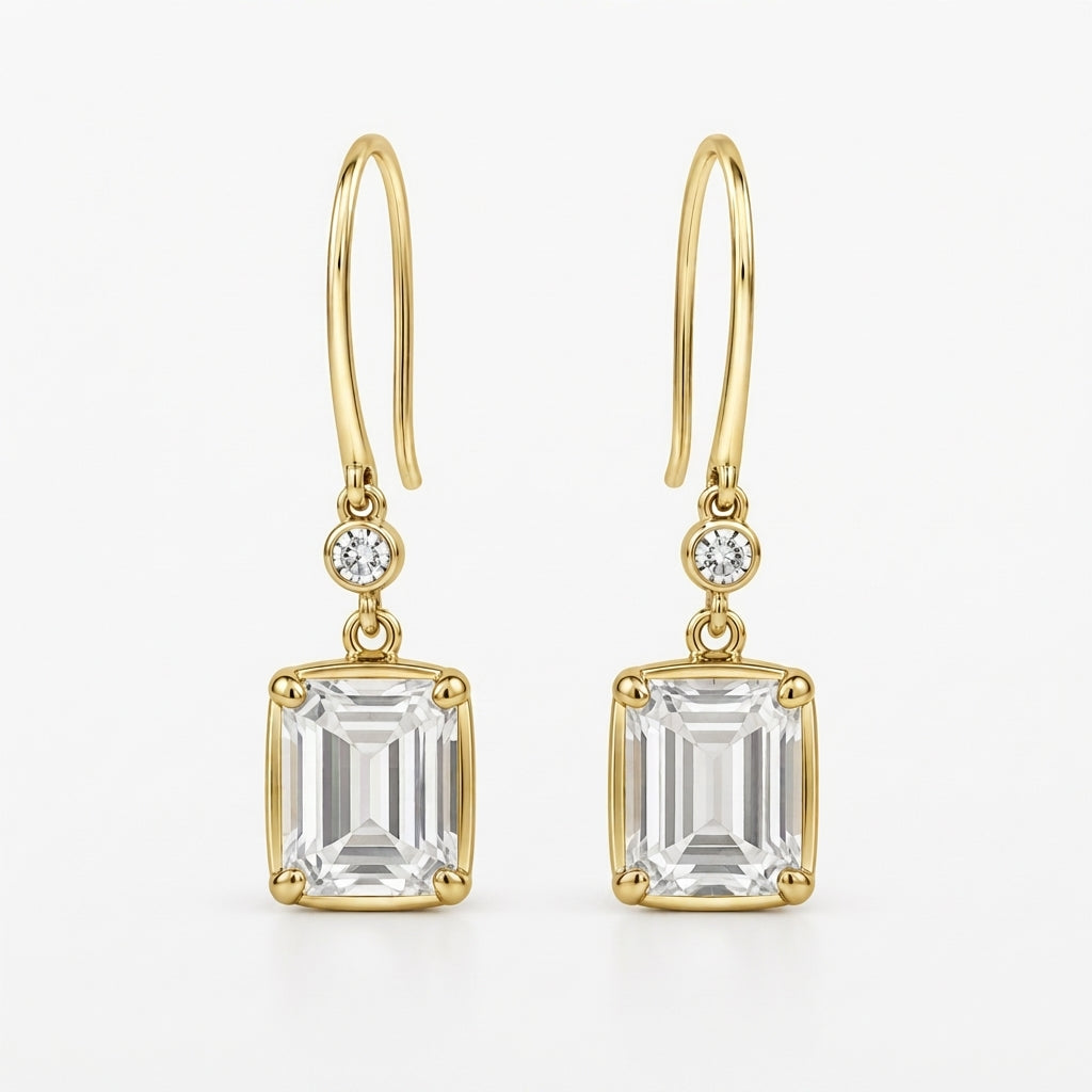 エメラルドカット ドロップ ラボグロウンダイヤモンドピアス 1ct×2〜（1）