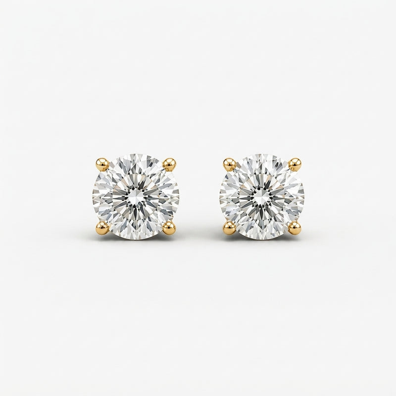 K14 ROUND STUD EARRINGS（IGI）
