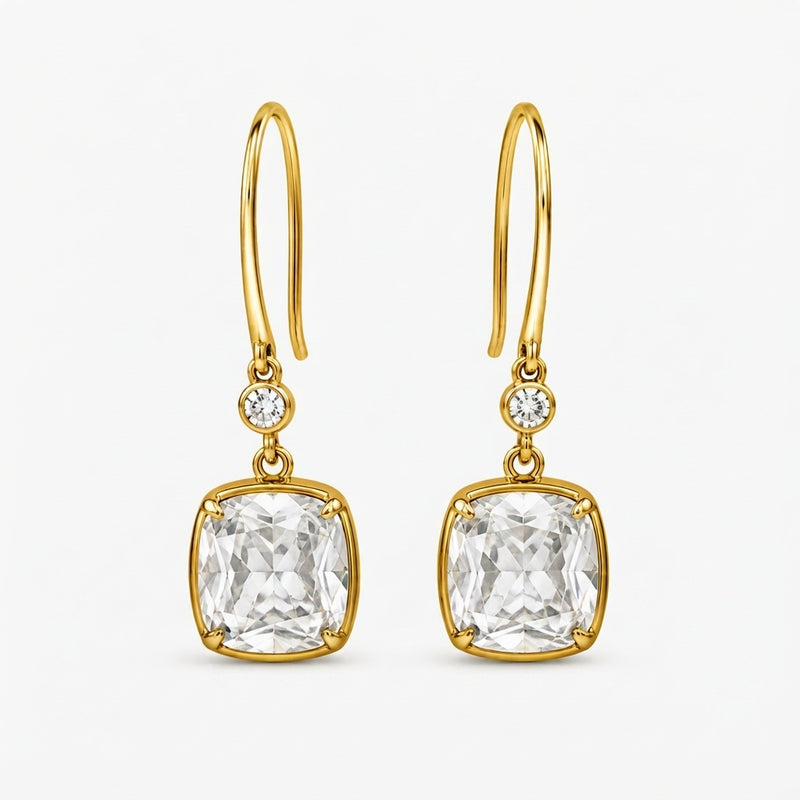 K14 CUSHION DROP EARRINGS（IGI）