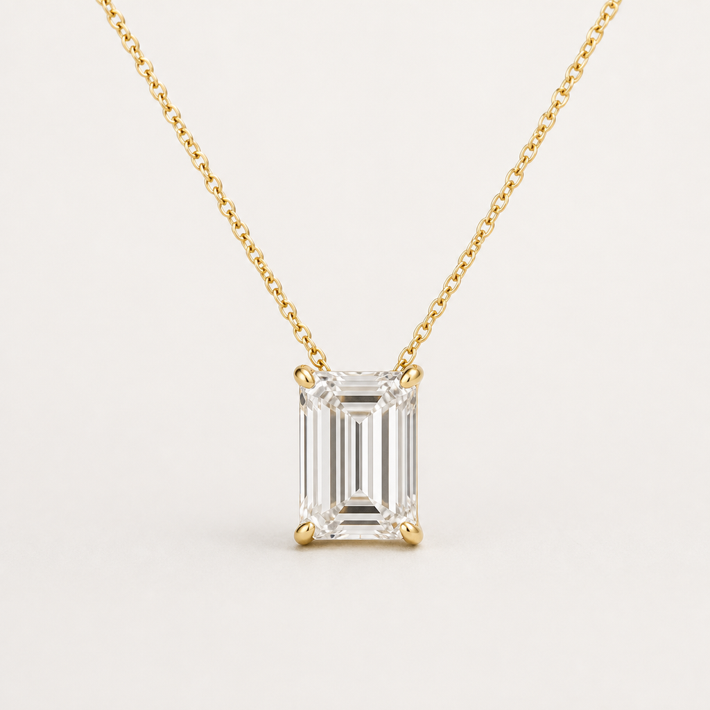 Emerald Solitaire Diamond Pendant Top | K14/K18 , 1.0ct～2.0ct