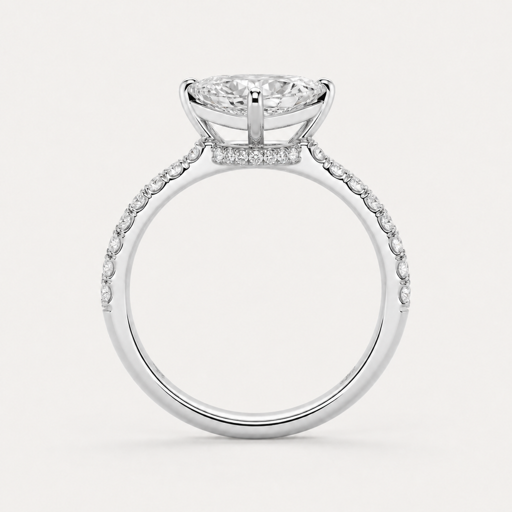 BRILLIANCE Pear Hidden Halo Pavé Ring | K14/K18,1.0ct～2.0ct