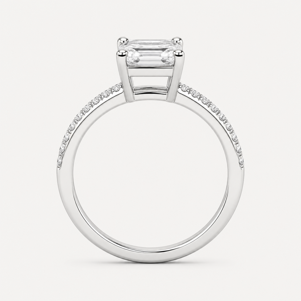 BRILLIANCE Emerald Pavé Solitaire Ring | K14/K18,1.0ct～2.0ct