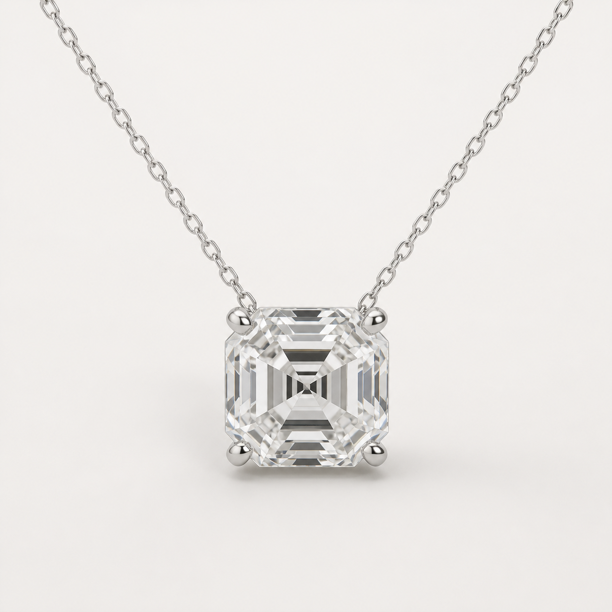 Asscher Solitaire Diamond Pendant Top | K14/K18 , 1.0ct～2.0ct