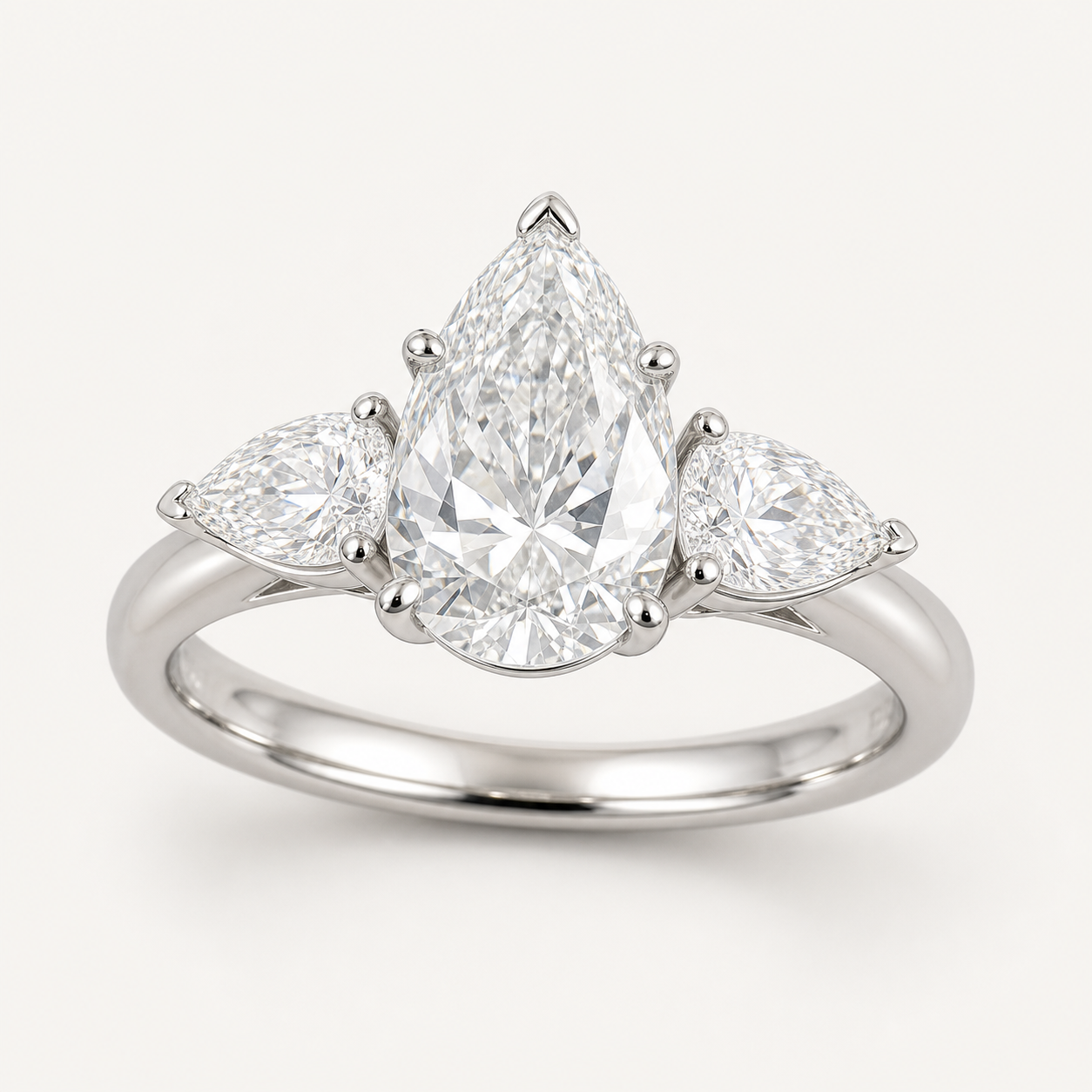 THREE Pear Three-Stone Ring | K14/K18, 1.0ct～2.0ct