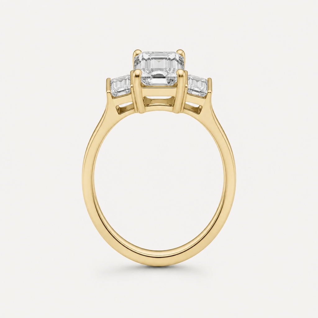 THREE Emerald Three-Stone Baguette Ring | K14/K18, 1.0ct～2.0ct