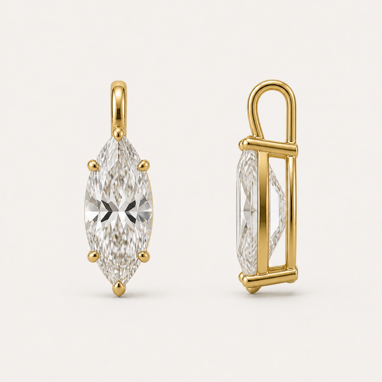 Marquise Solitaire Diamond Pendant Top | K14/K18 , 1.0ct～2.0ct