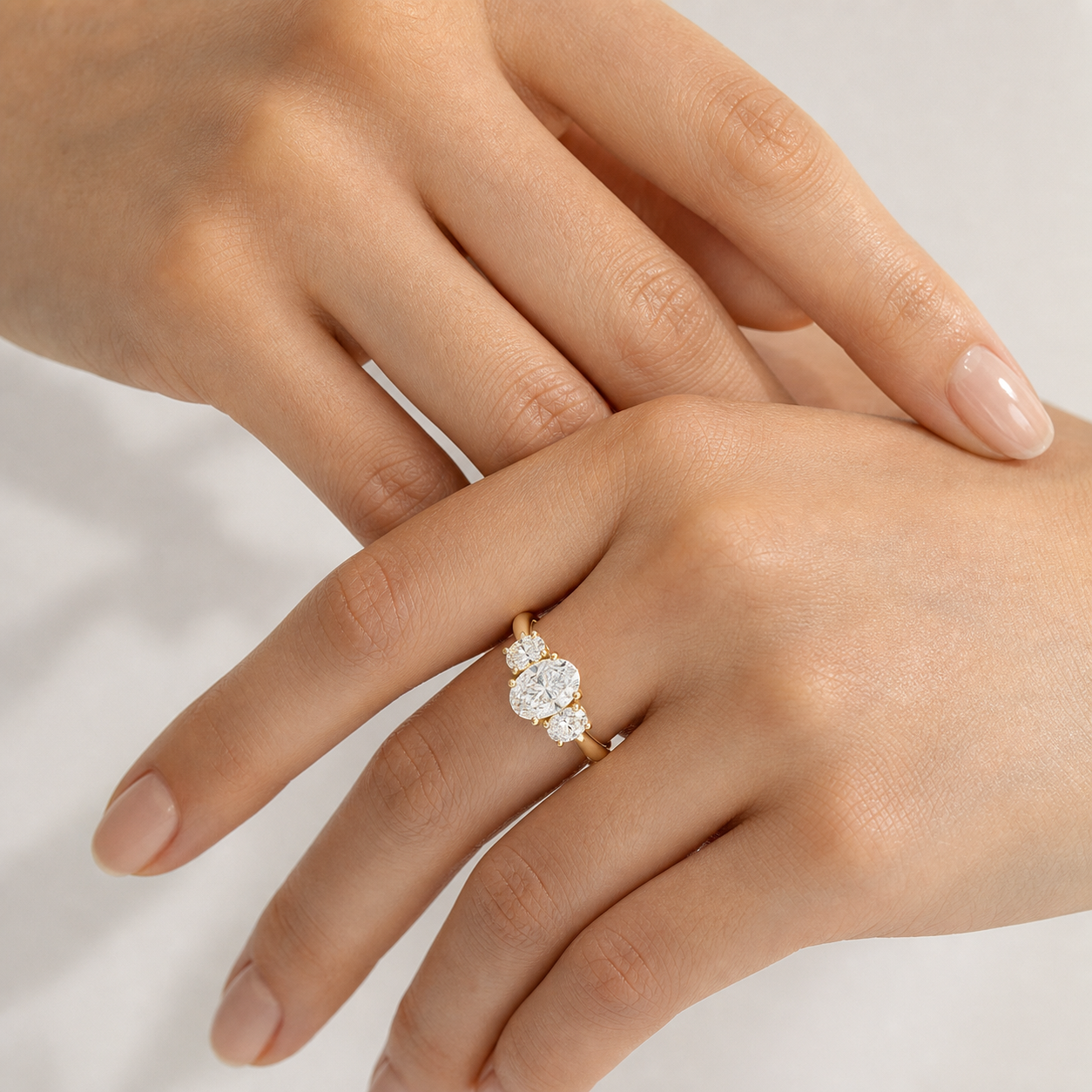 THREE Oval Three-Stone Ring | K14/K18, 1.0ct～2.0ct