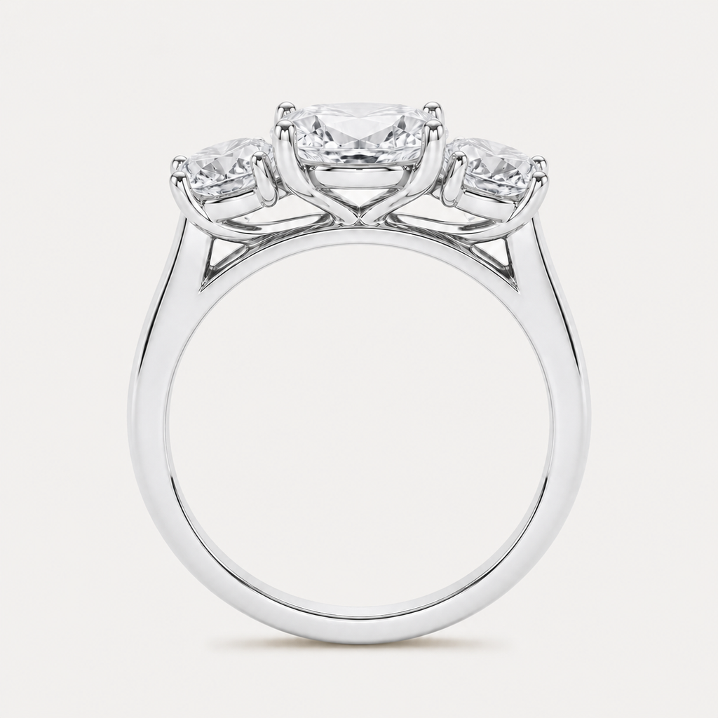 THREE Oval Three-Stone Ring | K14/K18, 1.0ct～2.0ct