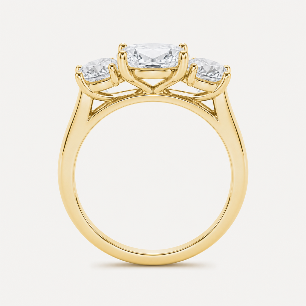 THREE Oval Three-Stone Ring | K14/K18, 1.0ct～2.0ct