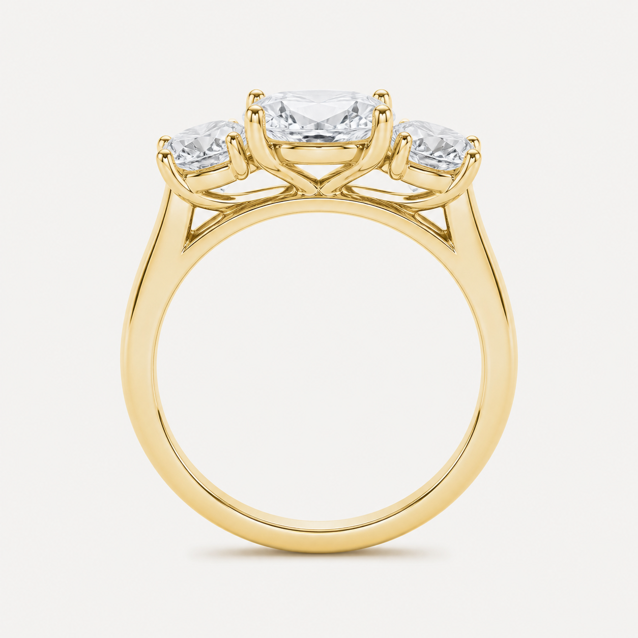 THREE Oval Three-Stone Ring | K14/K18, 1.0ct～2.0ct
