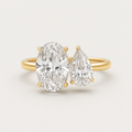 DUO Oval Pear Toi et Moi Ring | K14/K18, 1.0ct+1.5ct