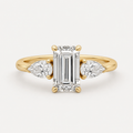 THREE Emerald＆Pear Three-Stone Baguette Ring | K14/K18, 1.0ct～2.0ct