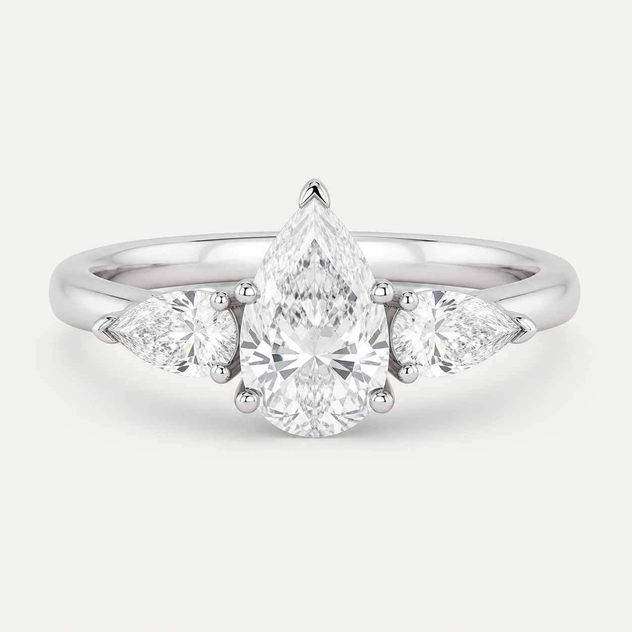 THREE Pear Three-Stone Ring | K14/K18, 1.0ct～2.0ct