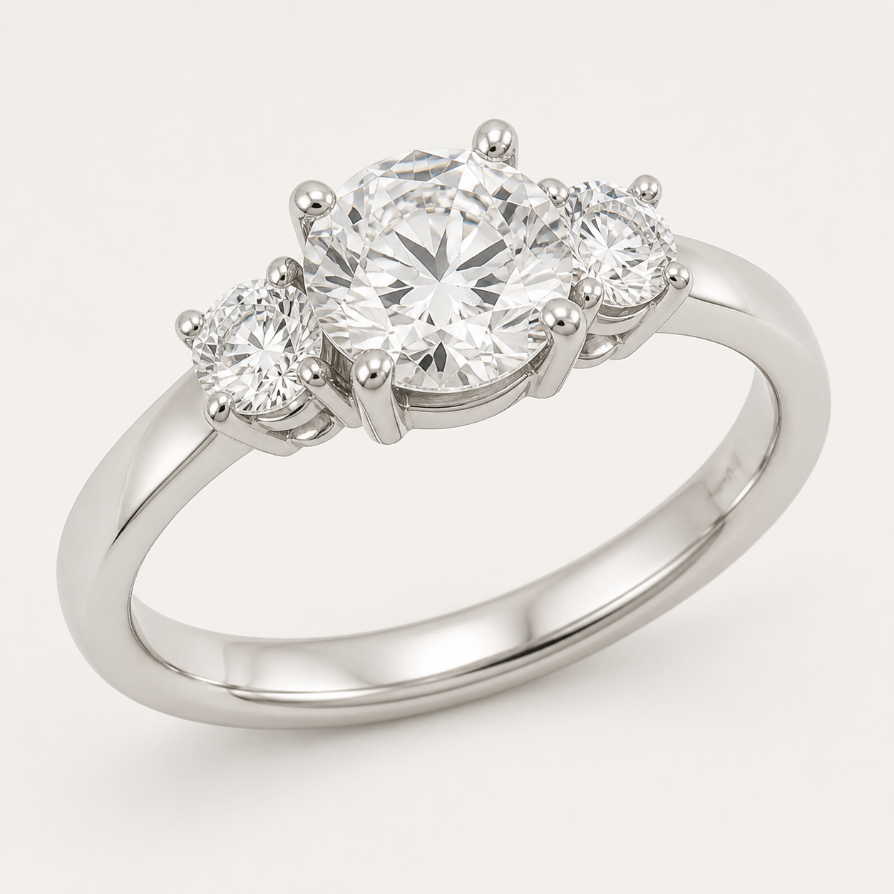 THREE Round Three-Stone Ring | K14/K18, 1.0ct～2.0ct