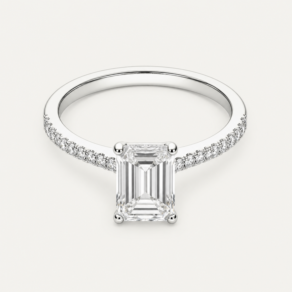 BRILLIANCE Emerald Pavé Solitaire Ring | K14/K18,1.0ct～2.0ct