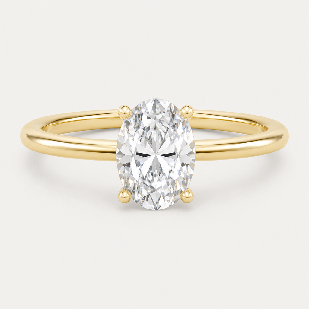 CLASSIC Oval Solitaire Ring | K14/K18, 1.0ct～2.0ct