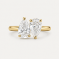 DUO Pear Toi et Moi Ring | K14/K18, 1.0ct×2