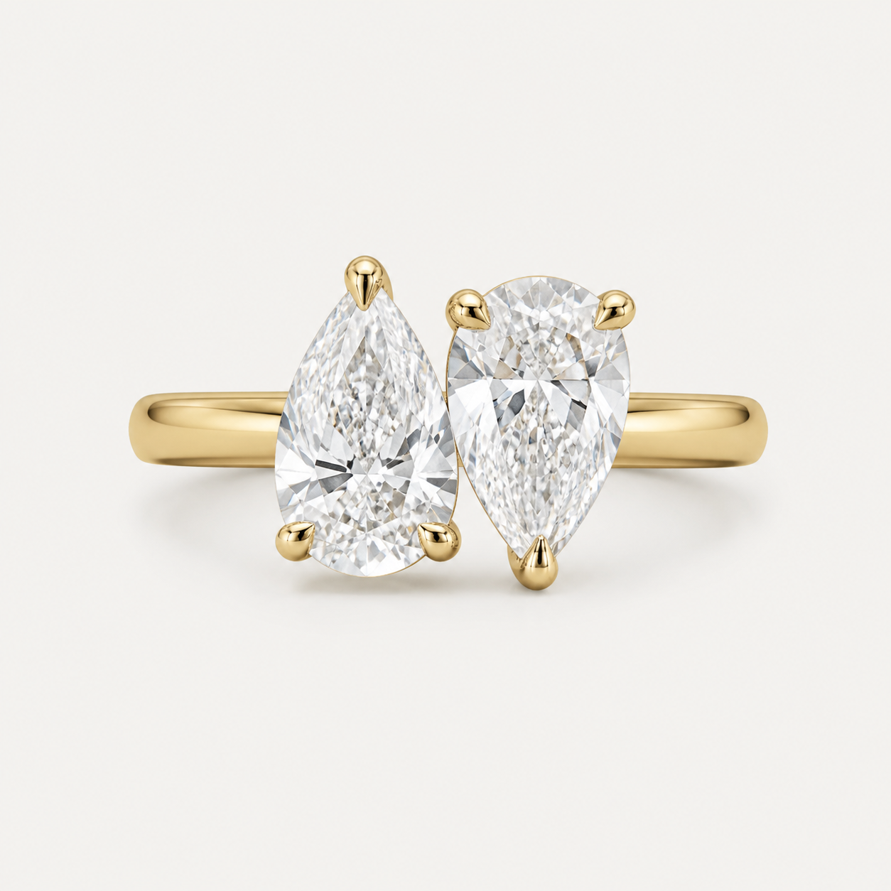DUO Pear Toi et Moi Ring | K14/K18, 1.0ct×2