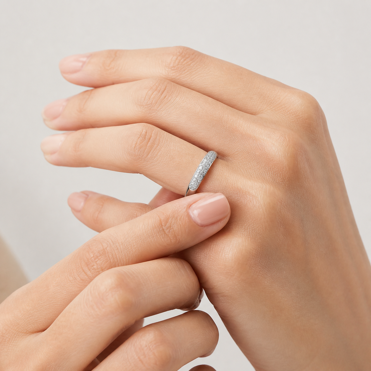 Half Eternity Pave Ring