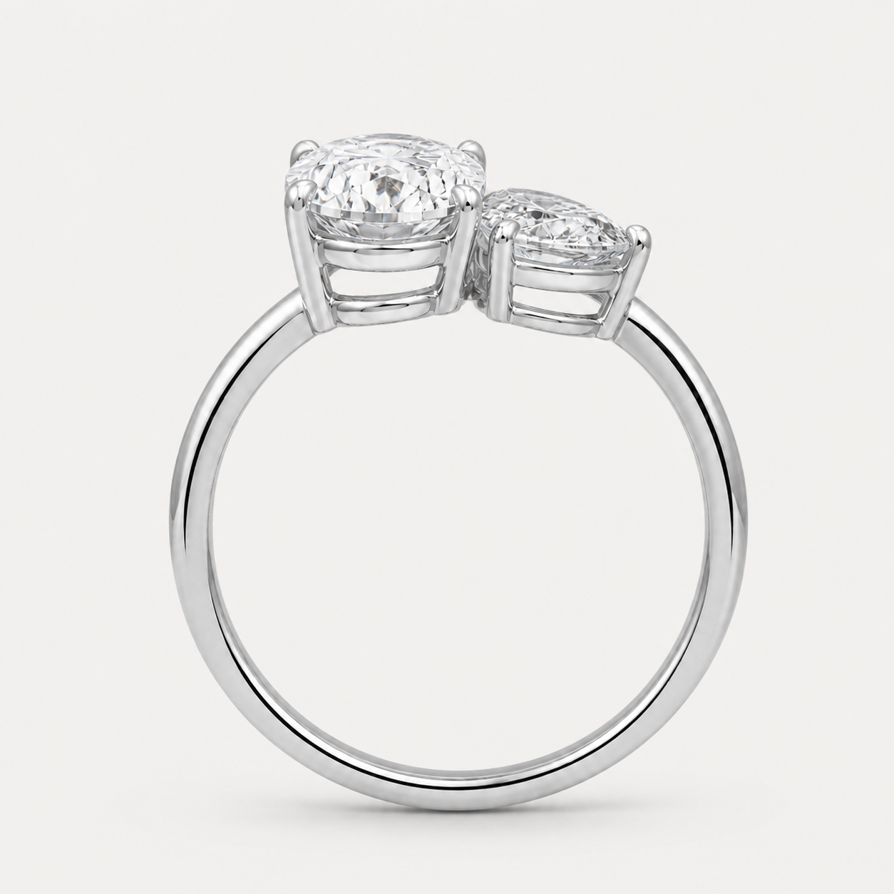 DUO Oval Pear Toi et Moi Ring | K14/K18, 1.0ct+1.5ct