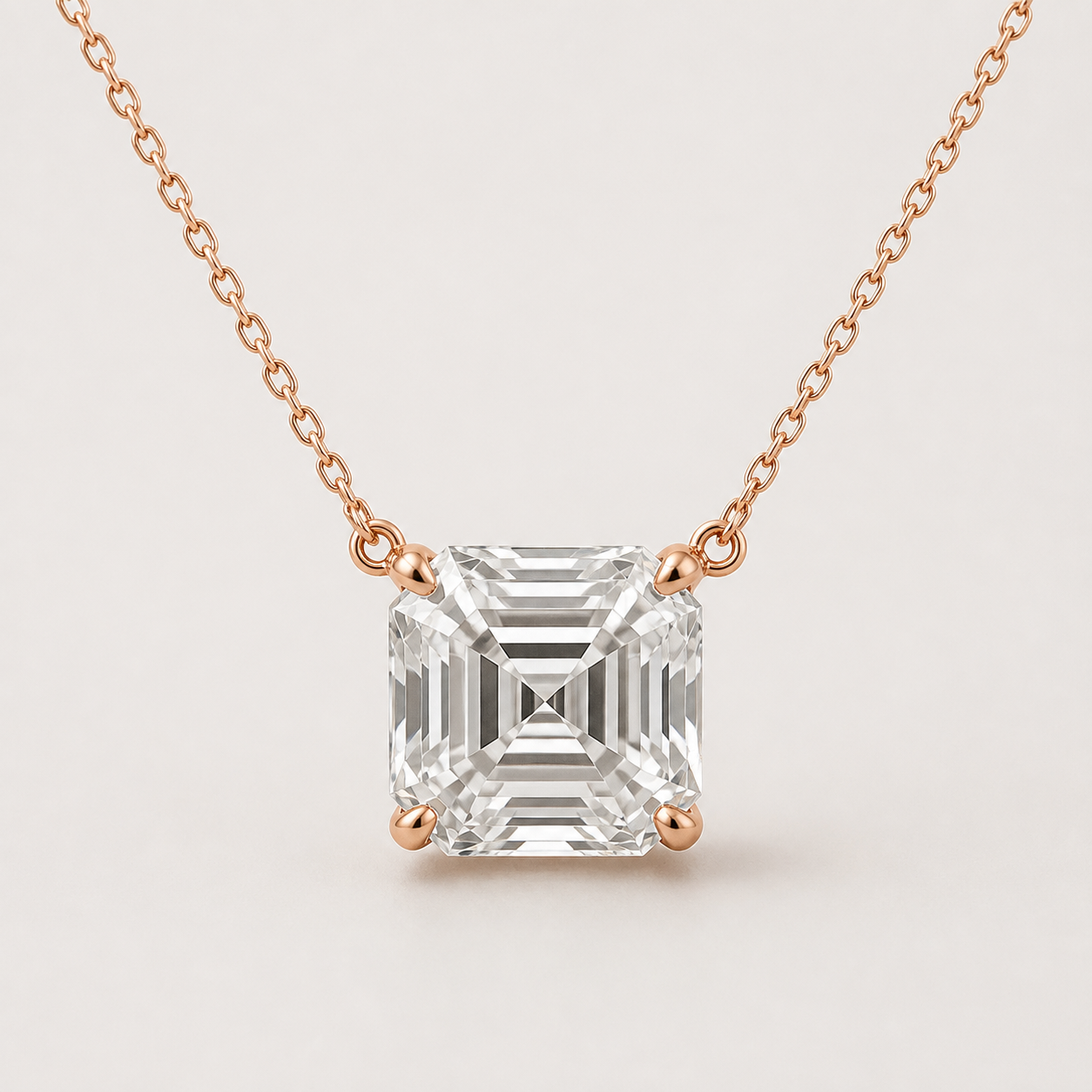 Asscher Solitaire Diamond Pendant Top | K14/K18 , 1.0ct～2.0ct