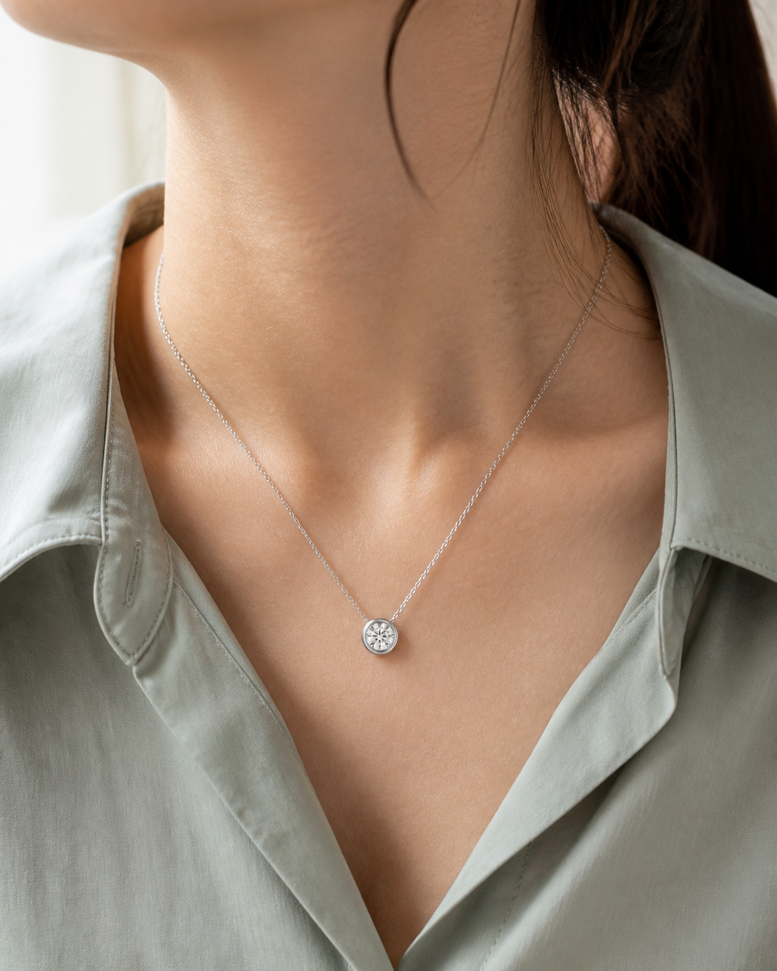 ラウンド 覆輪スルー ラボグロウンダイヤモンドペンダント 0.5ct〜（4）