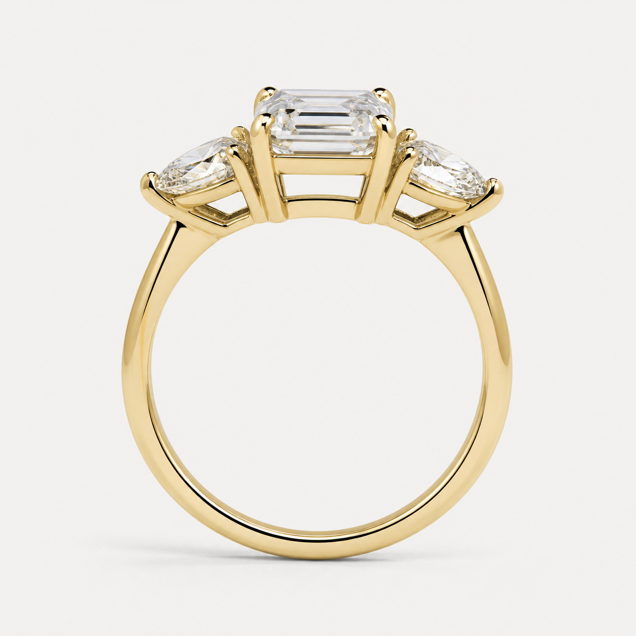 THREE Emerald＆Pear Three-Stone Baguette Ring | K14/K18, 1.0ct～2.0ct