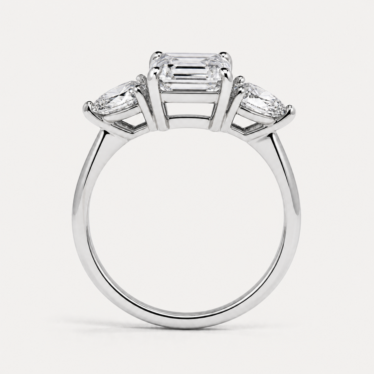 THREE Emerald＆Pear Three-Stone Baguette Ring | K14/K18, 1.0ct～2.0ct