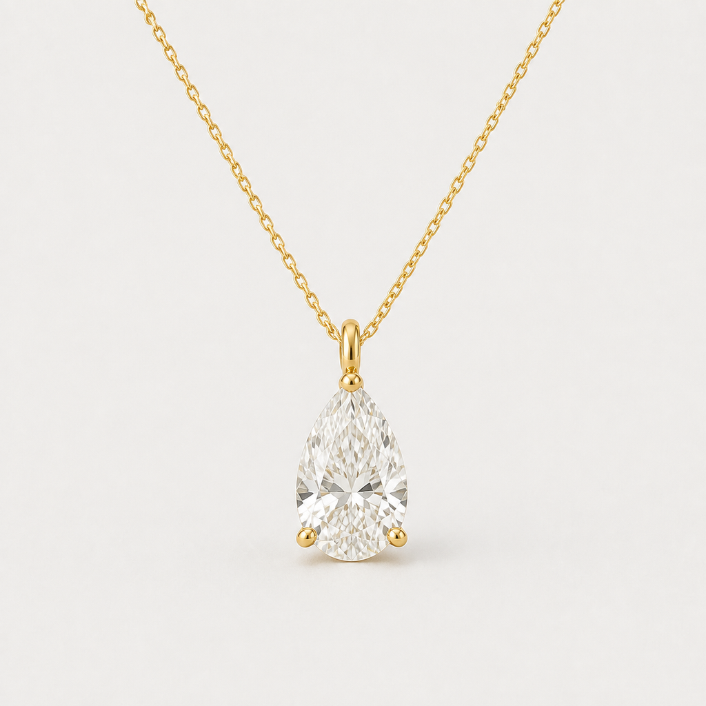 Pear Solitaire Diamond Pendant Top | K14/K18 , 1.0ct～2.0ct