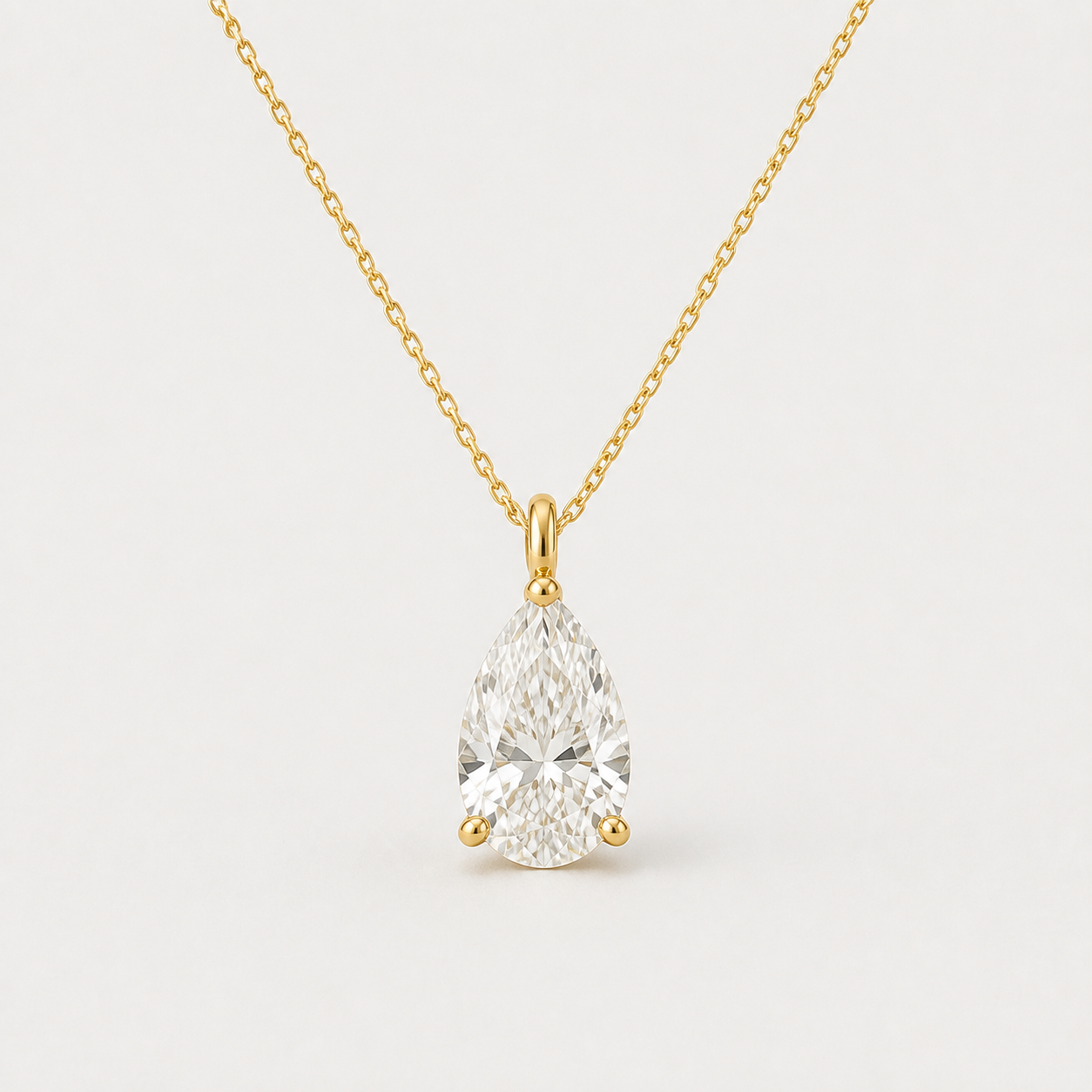 Pear Solitaire Diamond Pendant Top | K14/K18 , 1.0ct～2.0ct