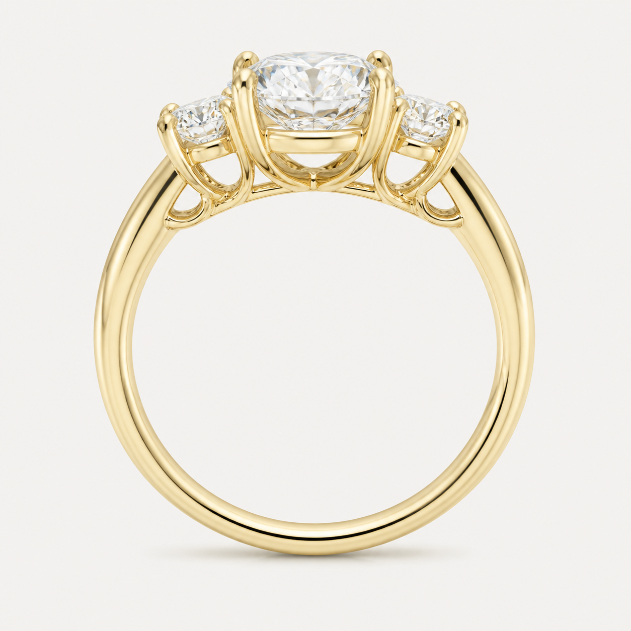 THREE Round Three-Stone Ring | K14/K18, 1.0ct～2.0ct