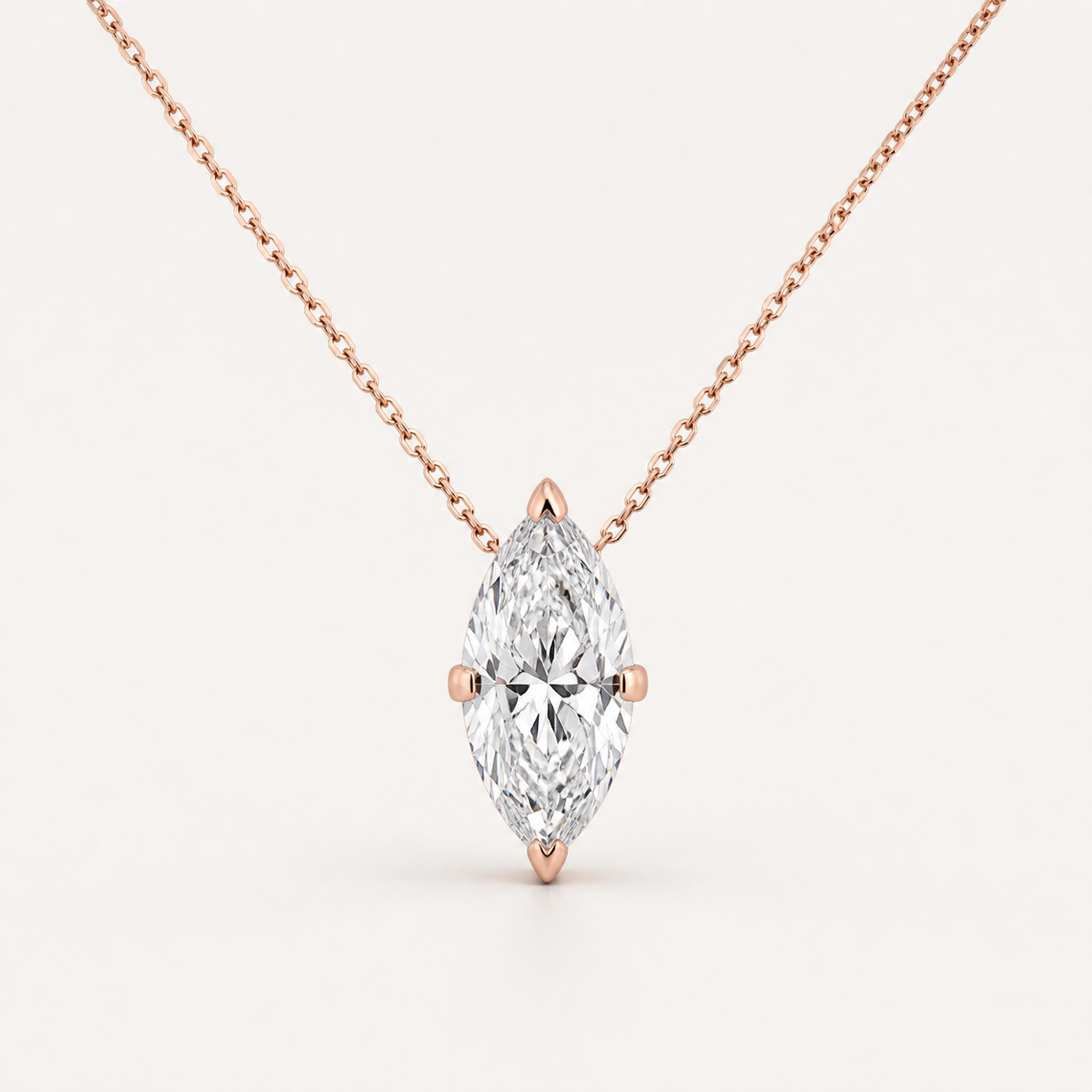 Marquise Solitaire Diamond Pendant Top | K14/K18 , 1.0ct～2.0ct