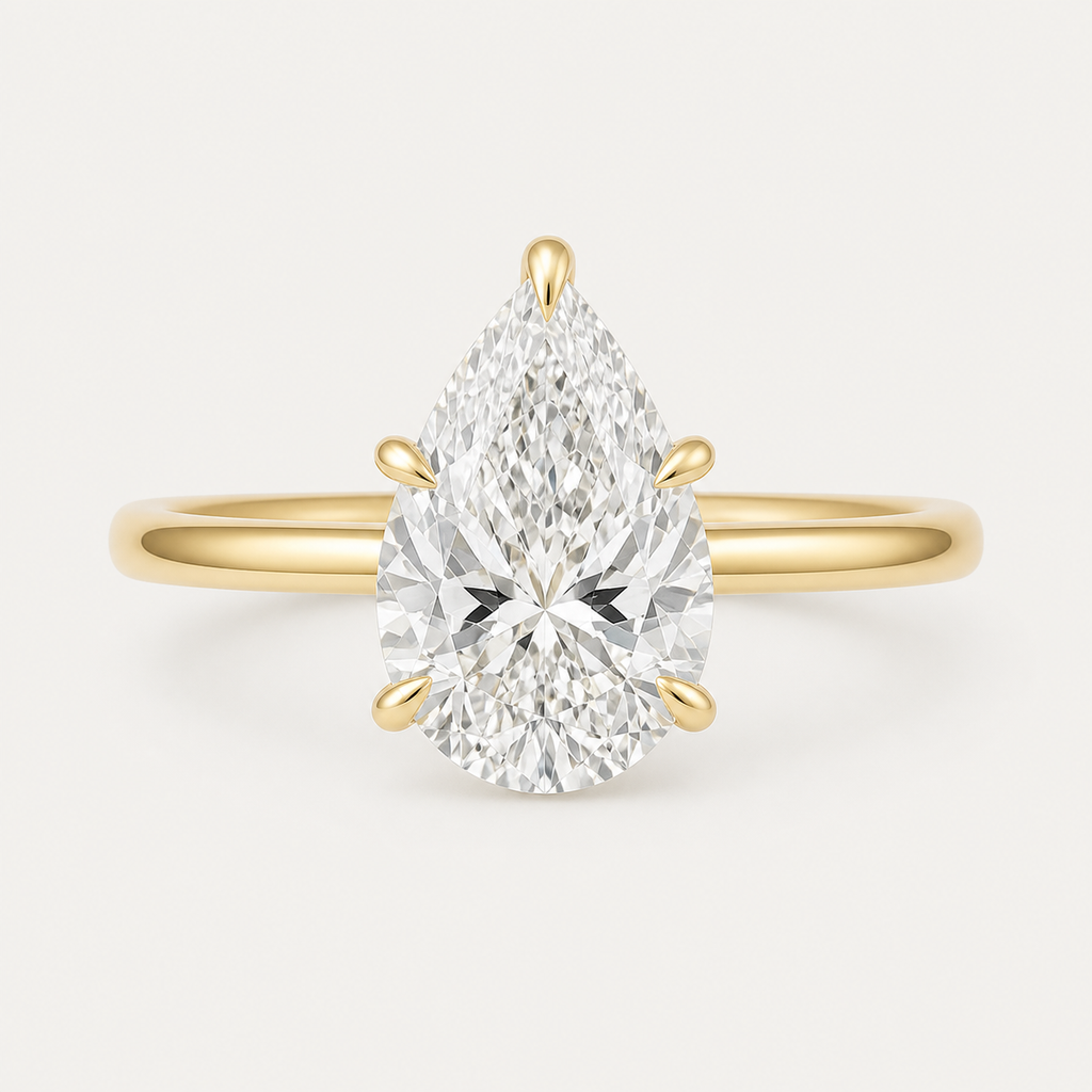 CLASSIC Pear Solitaire Ring | K14/K18, 1.0ct～2.0ct