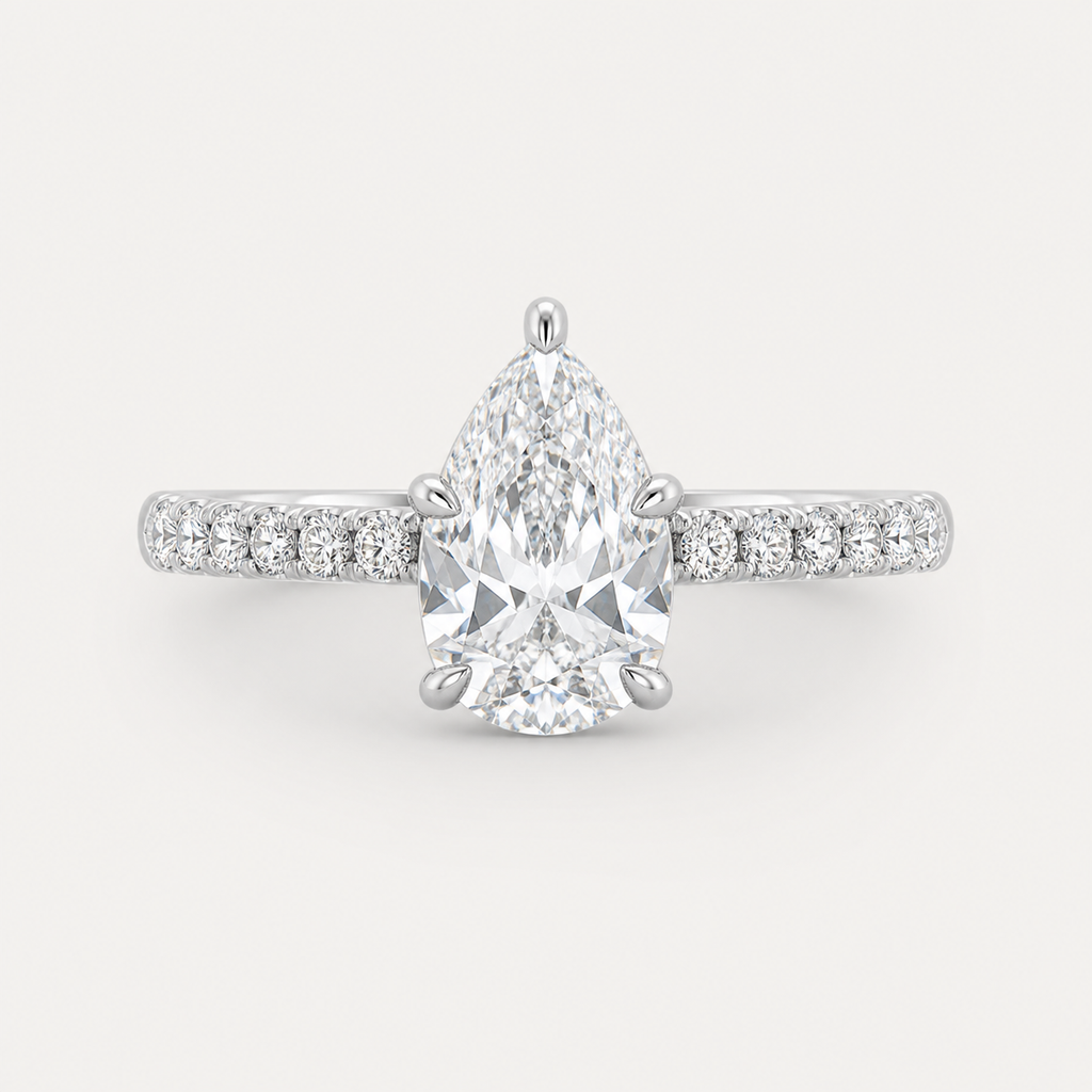 BRILLIANCE Pear Hidden Halo Pavé Ring | K14/K18,1.0ct～2.0ct