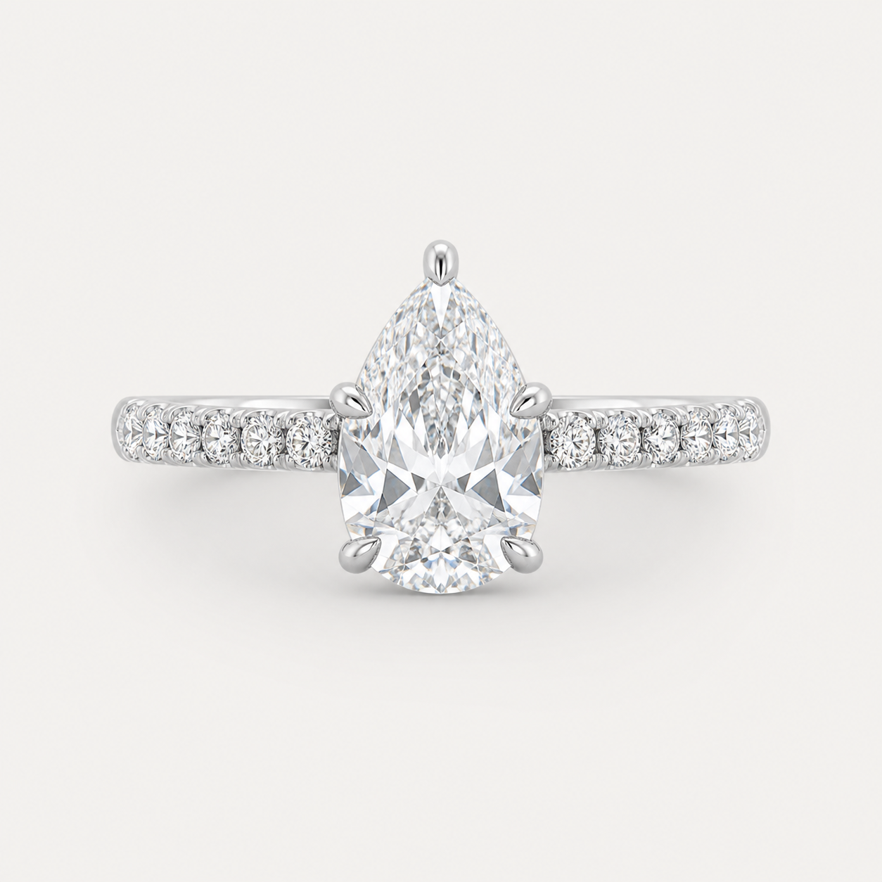 BRILLIANCE Pear Hidden Halo Pavé Ring | K14/K18,1.0ct～2.0ct