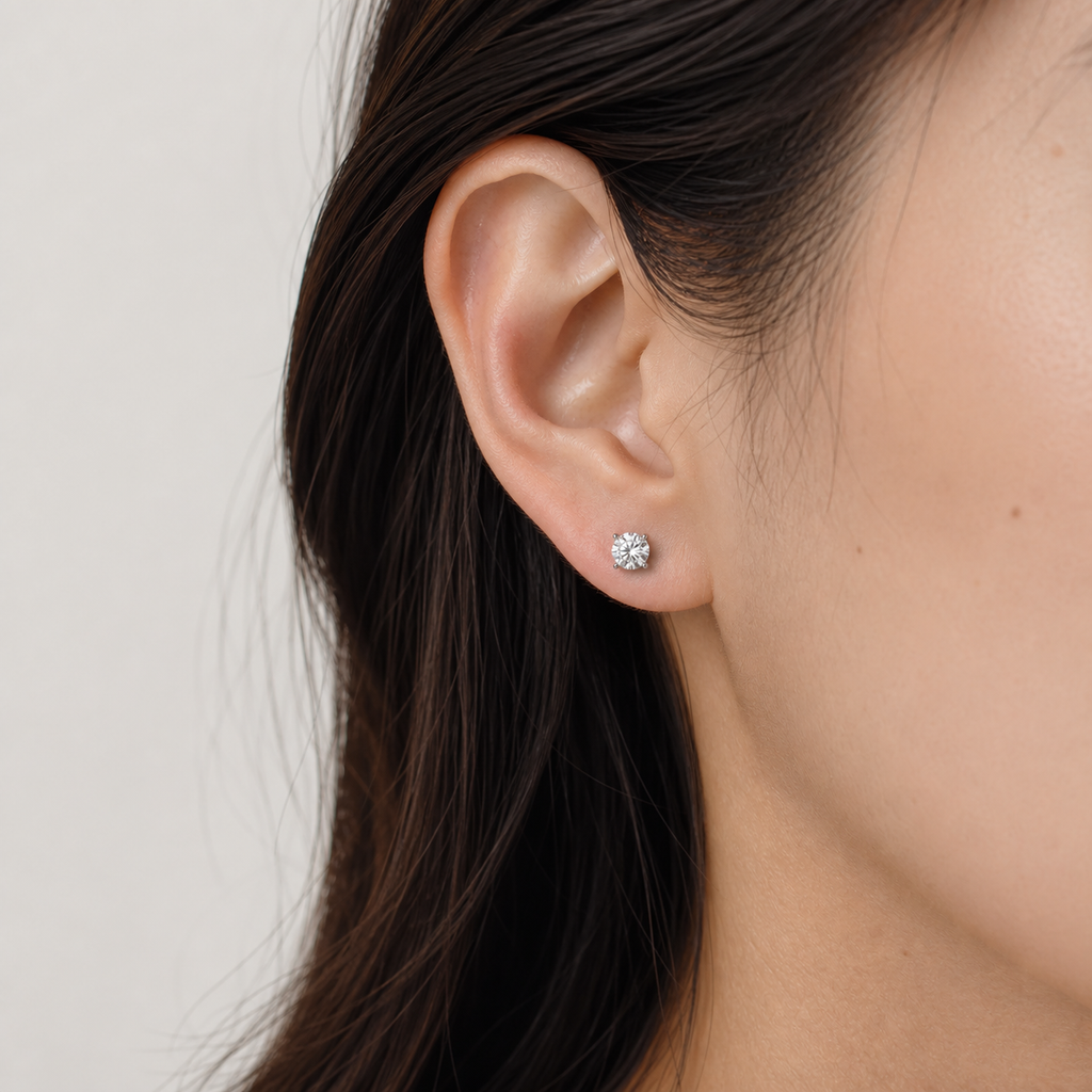 Round Diamond Stud Earrings | K14/K18 , 1.0ct～4.0ct