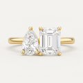 DUO Emerald Pear Toi et Moi Ring | K14/K18, 1.0ct+1.5ct