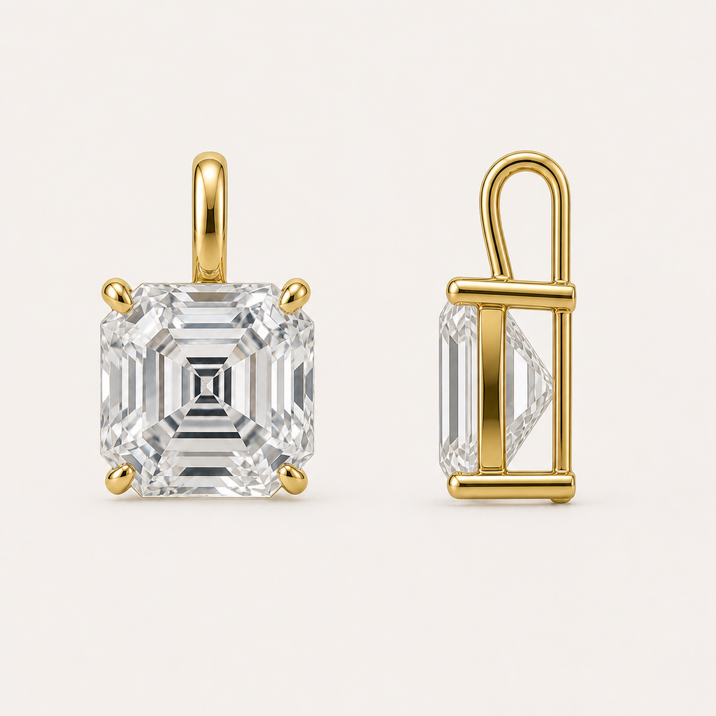 Asscher Solitaire Diamond Pendant Top | K14/K18 , 1.0ct～2.0ct