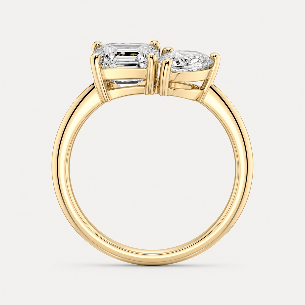 DUO Emerald Pear Toi et Moi Ring | K14/K18, 1.0ct+1.5ct