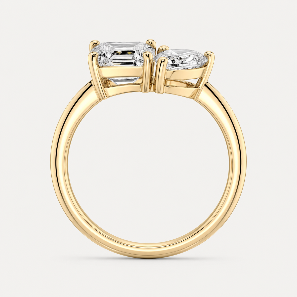 DUO Emerald Pear Toi et Moi Ring | K14/K18, 1.0ct+1.5ct