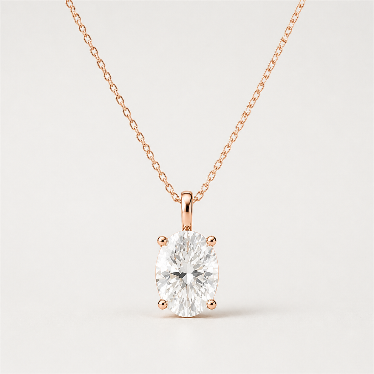 Oval Solitaire Diamond Pendant Top | K14/K18 , 1.0ct～2.0ct